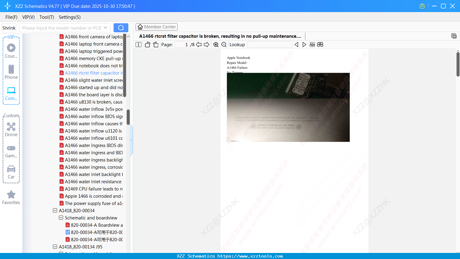 Laptop Apple A1466 Rtcrst Filter Capacitor Is Broken, Resulting In No Pull-up Maintenance